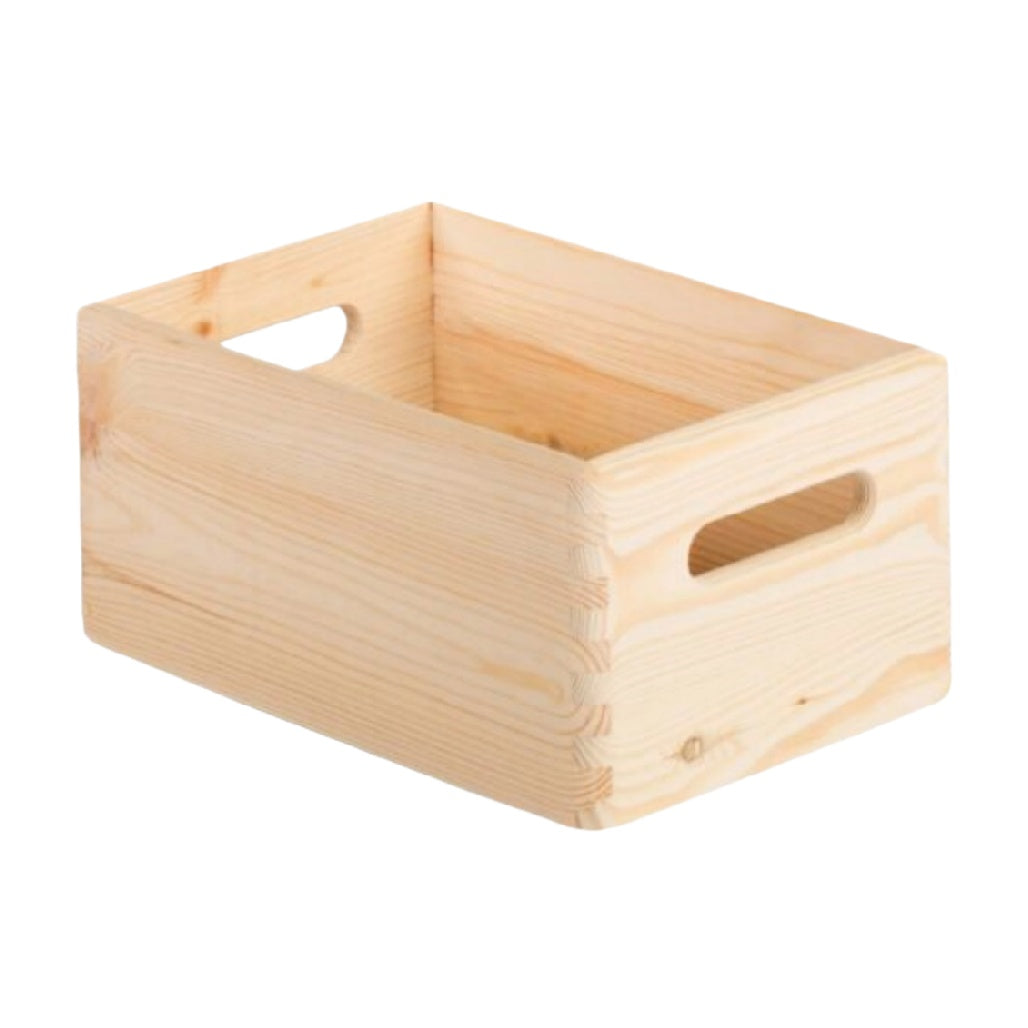 Handmade Wooden Storage Crate with Handles - Natural Finish, Versatile Home Organizer