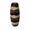 Unique Striped Ceramic Vase - Earthy Tones and Modern Design