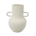 Elegant White Ceramic Vase with Handles - Modern Minimalist Design**