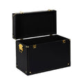 Elegant Black Storage Trunk with Gold Accents - Durable and Stylish Organizer Box